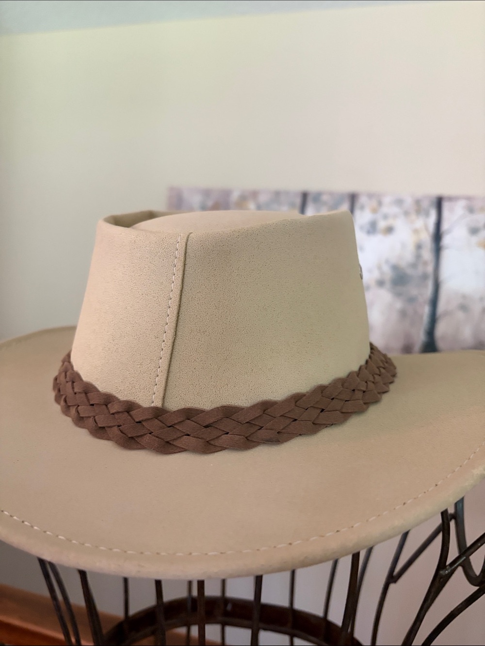 Aussie Chiller “Bushie” Cream Soakable Cooling Hat Braided Taupe Band Size L - Picture 2 of 8